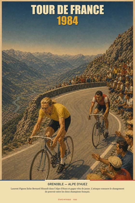Affiche POSTYOURMOOD Tour de France 1984, étape Grenoble vers Alpe d'Huez