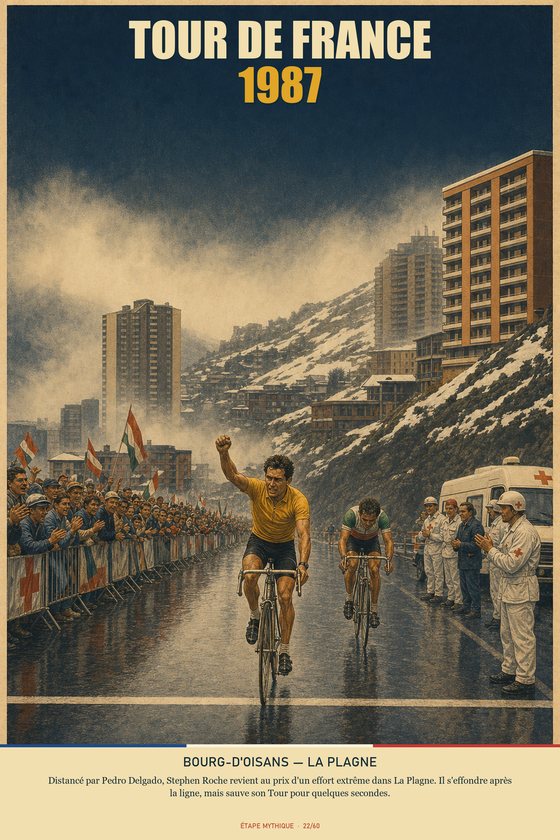 Affiche POSTYOURMOOD Tour de France 1987, étape Bourg-d'Oisans vers La Plagne
