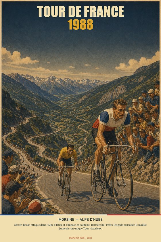 Affiche POSTYOURMOOD Tour de France 1988, étape Morzine vers Alpe d'Huez