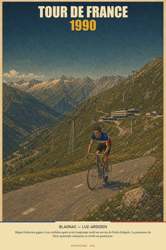 Affiche POSTYOURMOOD Tour de France 1990, étape Blagnac vers Luz-Ardiden