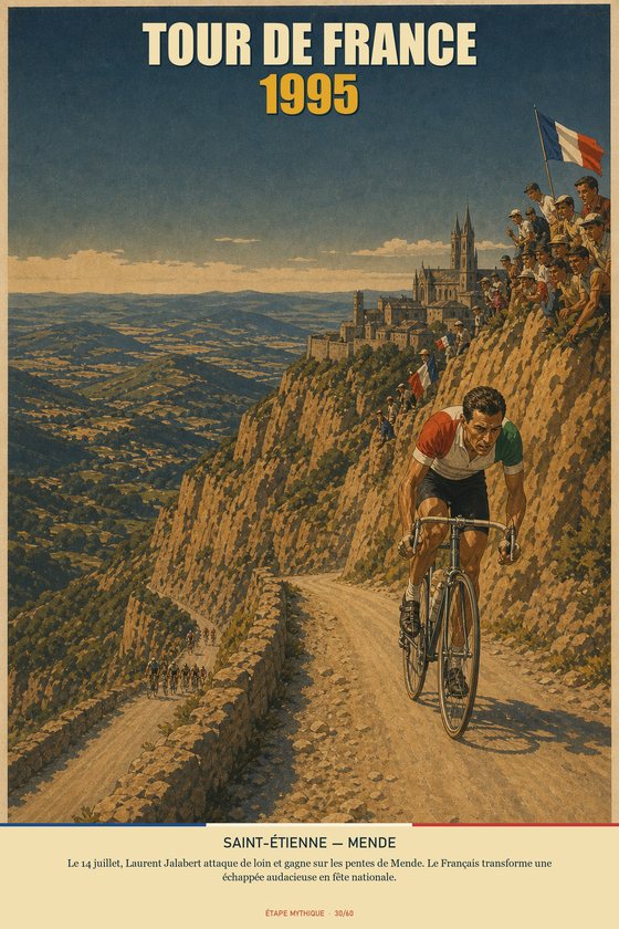 Affiche POSTYOURMOOD Tour de France 1995, étape Saint-Étienne vers Mende