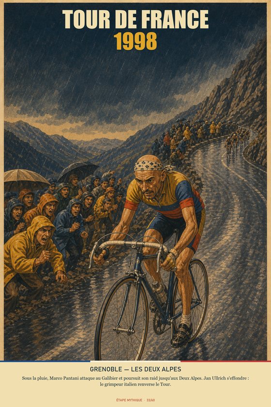 Affiche POSTYOURMOOD Tour de France 1998, étape Grenoble vers Les Deux Alpes