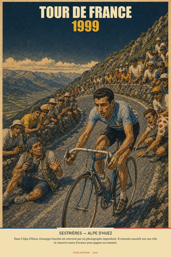 Affiche POSTYOURMOOD Tour de France 1999, étape Sestrières vers Alpe d'Huez