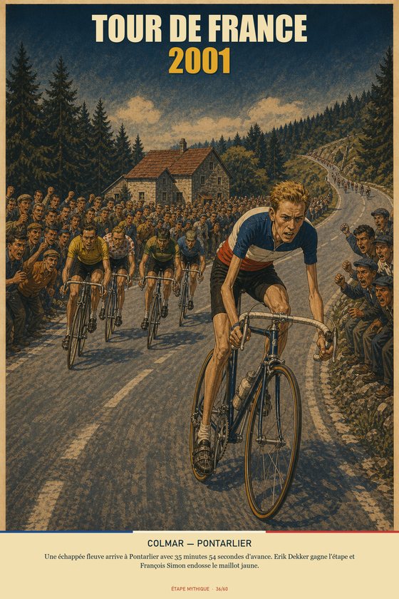 Affiche POSTYOURMOOD Tour de France 2001, étape Colmar vers Pontarlier