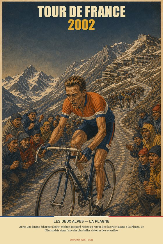 Affiche POSTYOURMOOD Tour de France 2002, étape Les Deux Alpes vers La Plagne