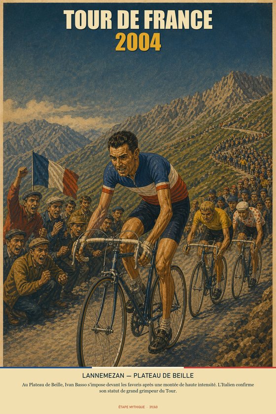 Affiche POSTYOURMOOD Tour de France 2004, étape Lannemezan vers Plateau de Beille