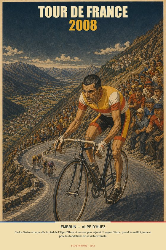 Affiche POSTYOURMOOD Tour de France 2008, étape Embrun vers Alpe d'Huez