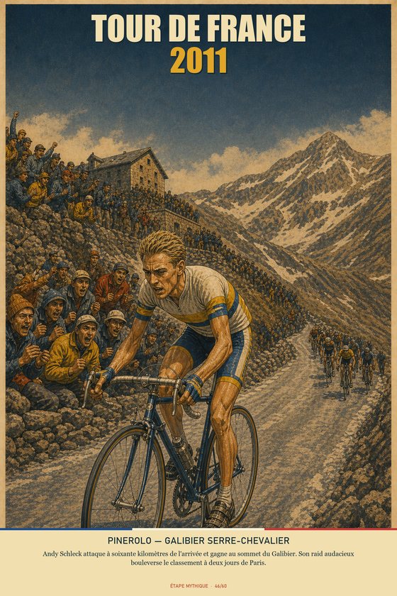 Affiche POSTYOURMOOD Tour de France 2011, étape Pinerolo vers Galibier Serre-Chevalier