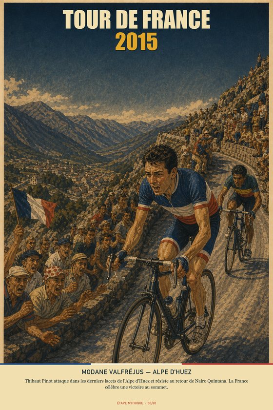 Affiche POSTYOURMOOD Tour de France 2015, étape Modane Valfréjus vers Alpe d'Huez