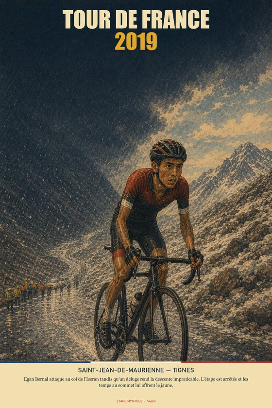 Affiche POSTYOURMOOD Tour de France 2019, étape Saint-Jean-de-Maurienne vers Tignes