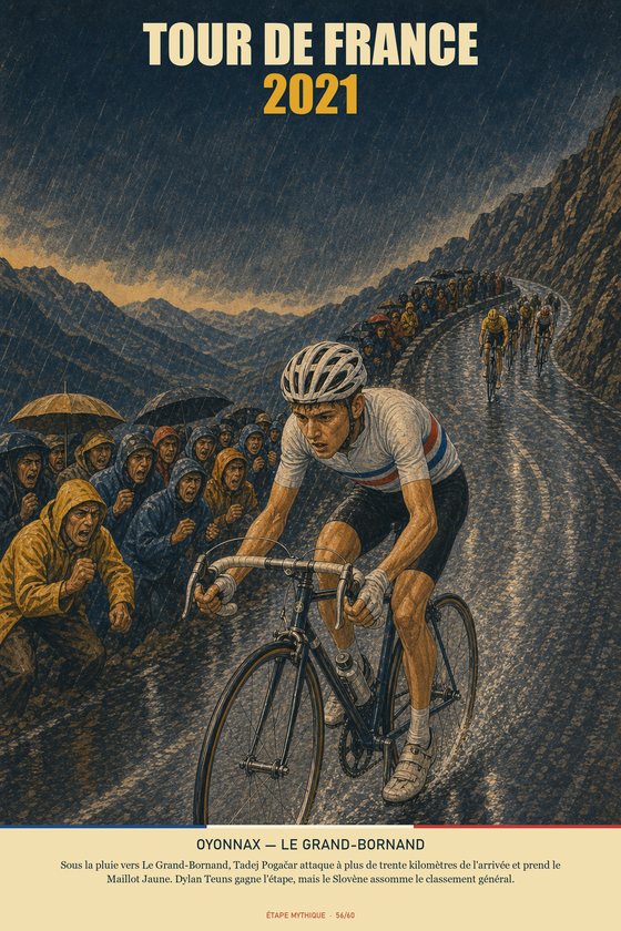 Affiche POSTYOURMOOD Tour de France 2021, étape Oyonnax vers Le Grand-Bornand