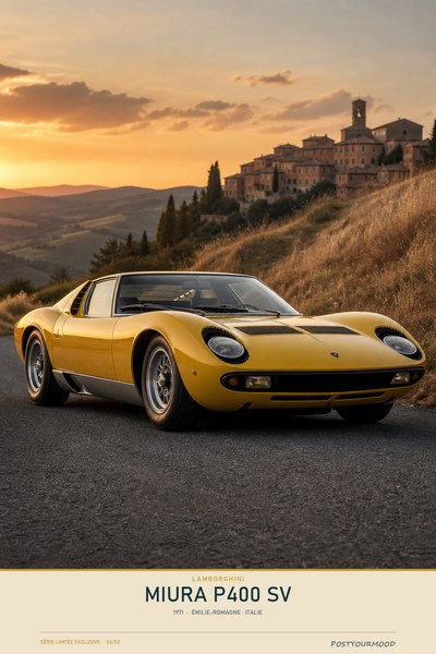 Affiche LAMBORGHINI MIURA P400 SV 1971