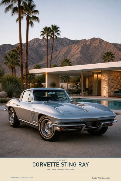 Affiche CHEVROLET CORVETTE STING RAY 1963