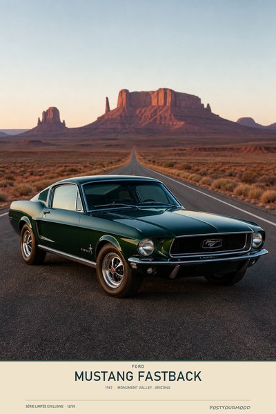 Affiche FORD MUSTANG FASTBACK 1967