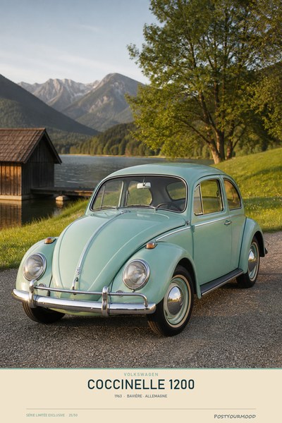 Affiche VOLKSWAGEN COCCINELLE 1200 1963