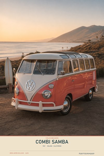 Affiche VOLKSWAGEN COMBI SAMBA 1967